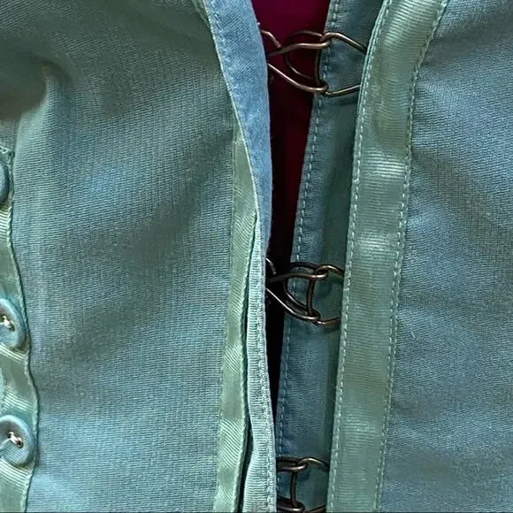 Marc Jacobs Military Style Cotton Blazer Womens Size 4 Light Teal Ribbon Detail - Picture 6 of 15